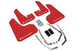 Volkswagen GTI Mud Flap Kit - Front + Rear - Rally Armor - UR Mud Flap w/White Logo - Red - `15-`21